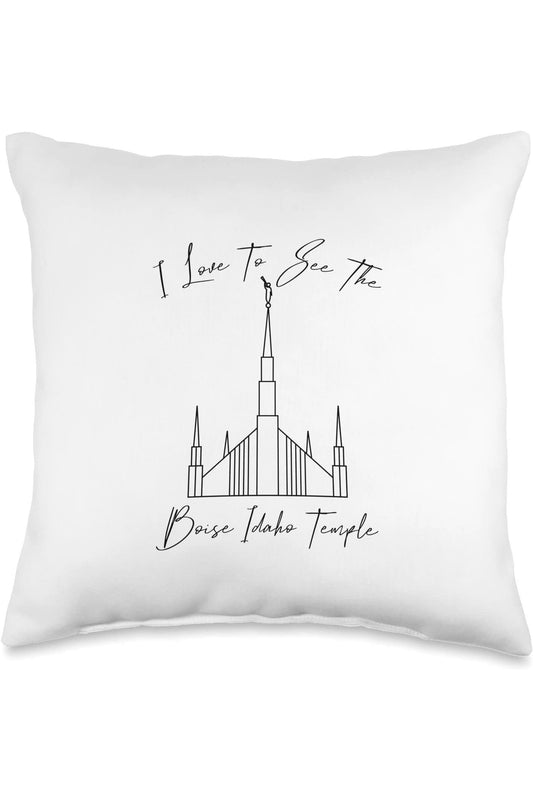 Boise Idaho Temple Throw Pillows - Calligraphy Style (English) US