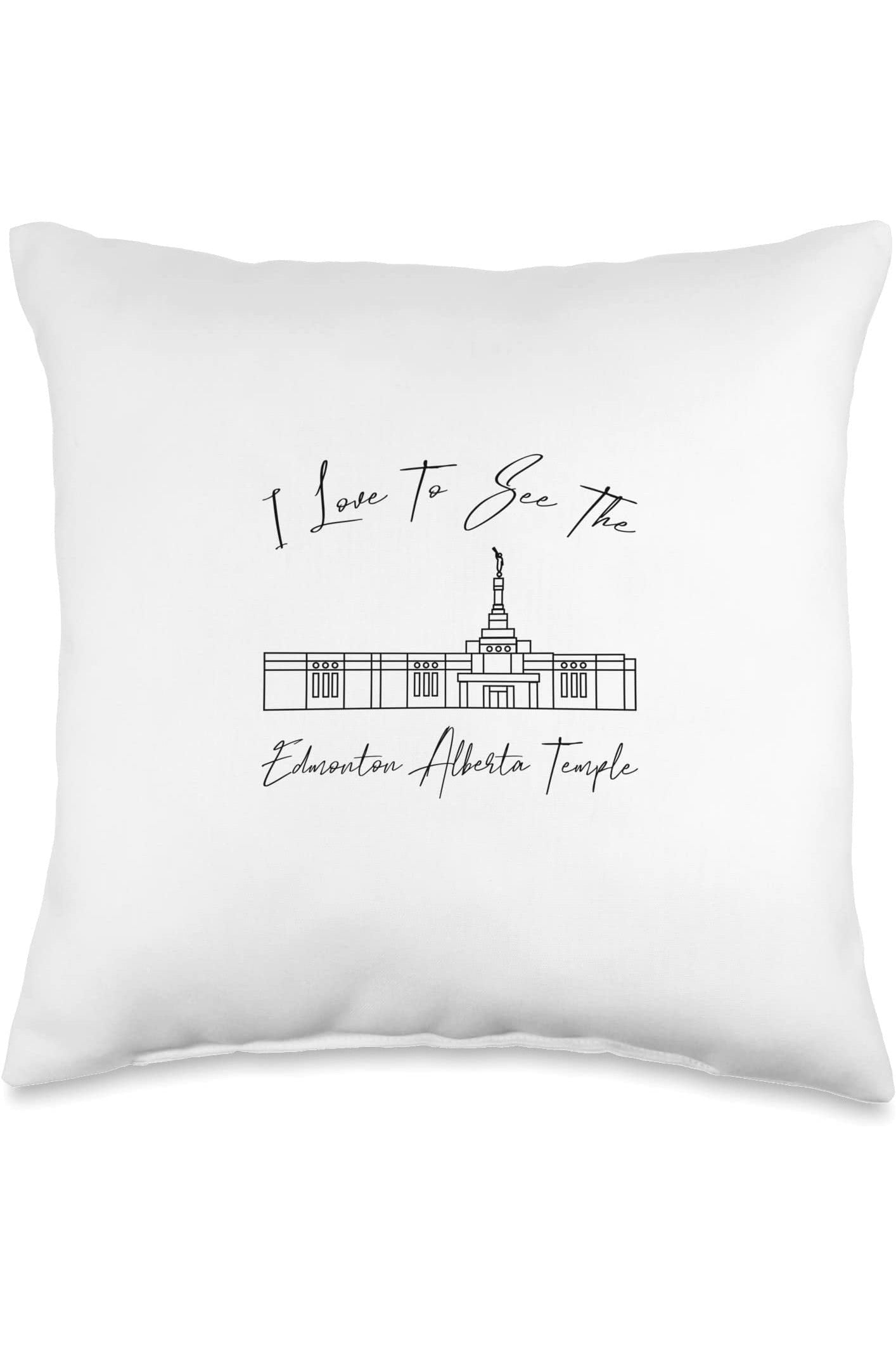 Edmonton Alberta Temple Throw Pillows - Calligraphy Style (English) US