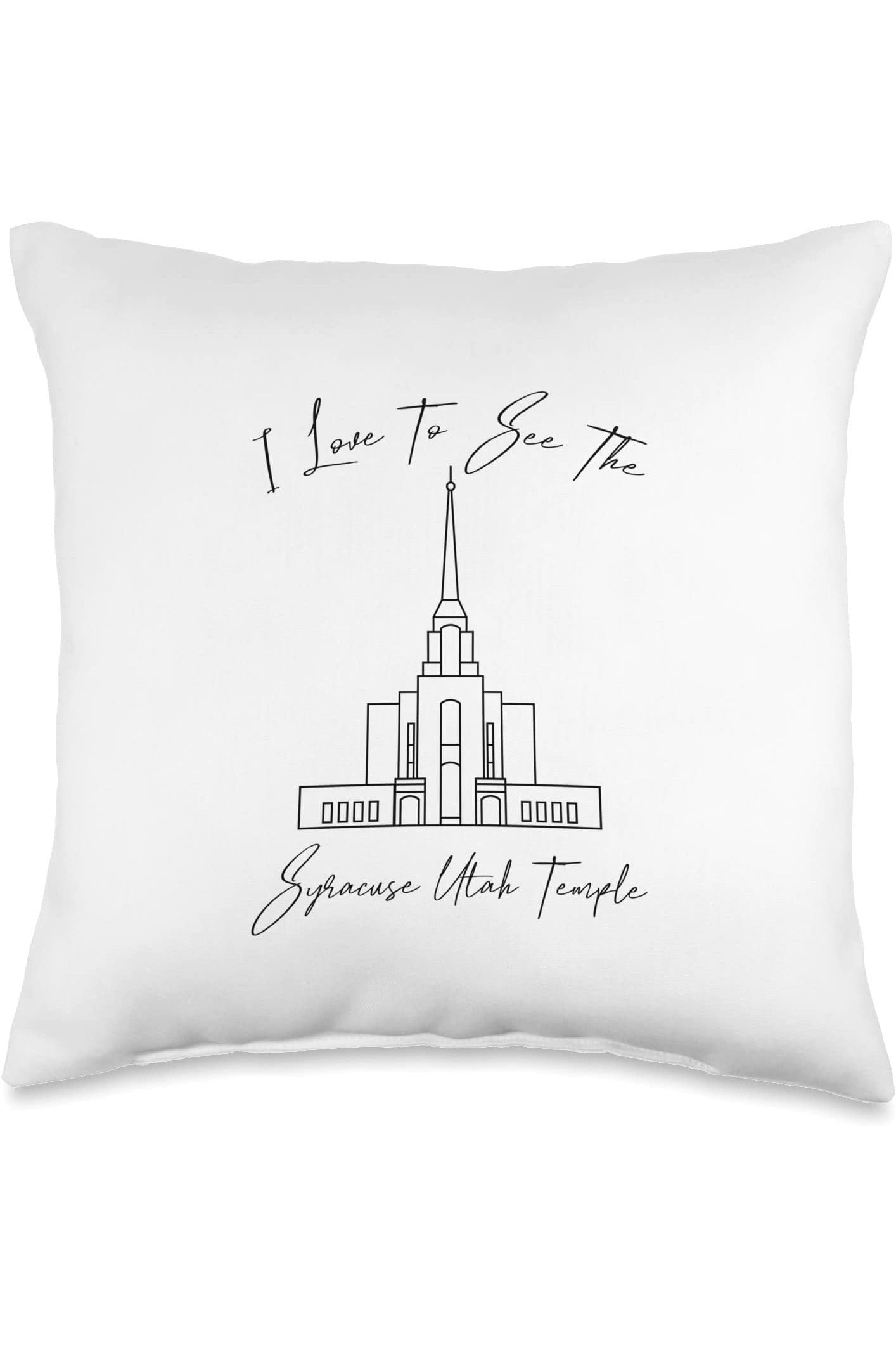 Syracuse Utah Temple Throw Pillows - Calligraphy Style (English) US