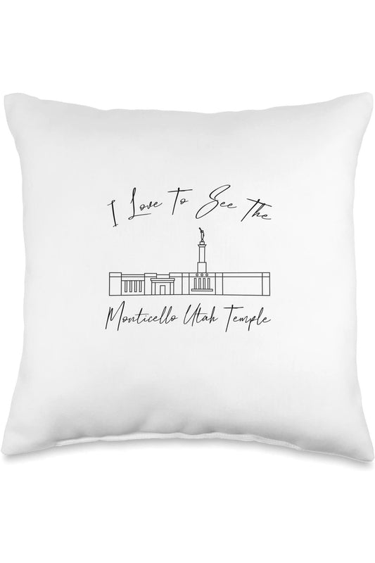 Monticello Utah Temple Throw Pillows - Calligraphy Style (English) US