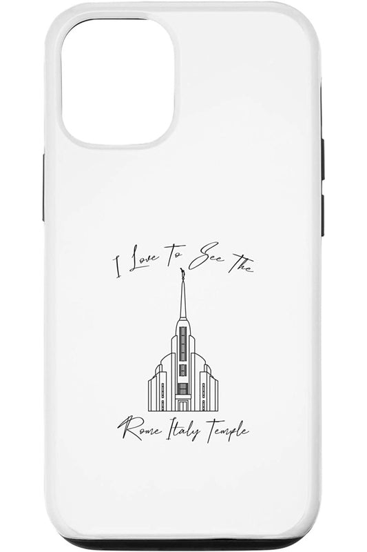 Rome Italy Temple Apple iPhone Cases - Calligraphy Style (English) US