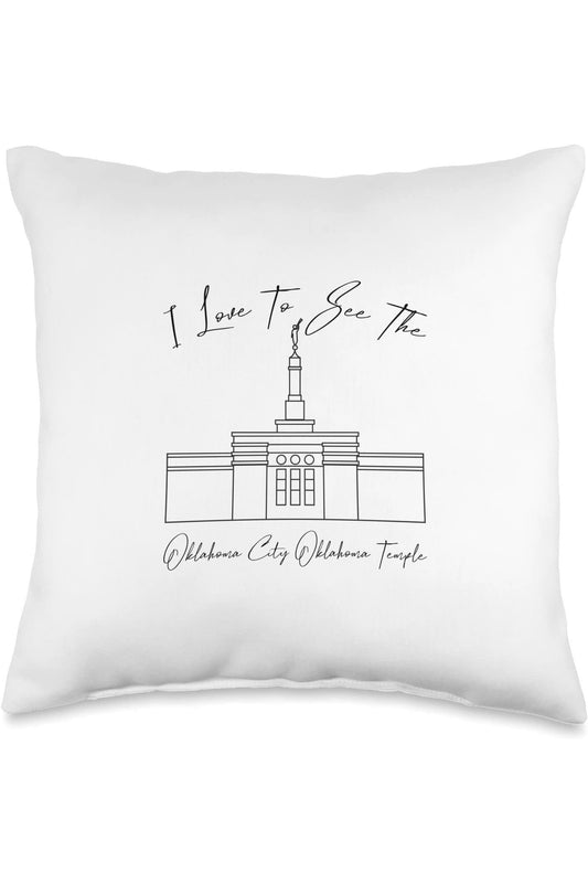 Oklahoma City Oklahoma Temple Throw Pillows - Calligraphy Style (English) US