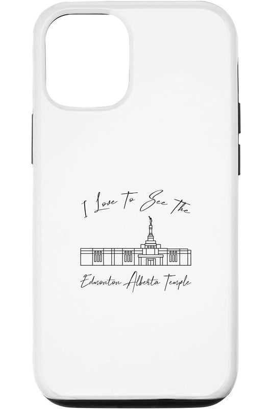 Edmonton Alberta Temple Apple iPhone Cases - Calligraphy Style (English) US