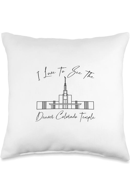 Denver Colorado Temple Throw Pillows - Calligraphy Style (English) US