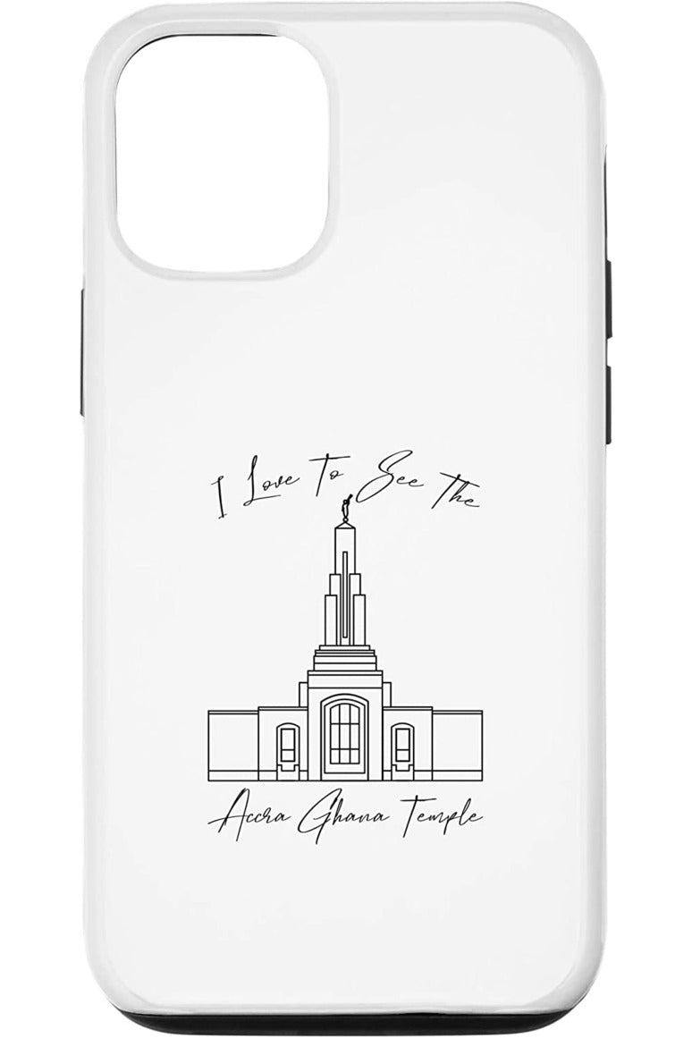 Accra Ghana Temple Apple iPhone Cases - Calligraphy Style (English) US