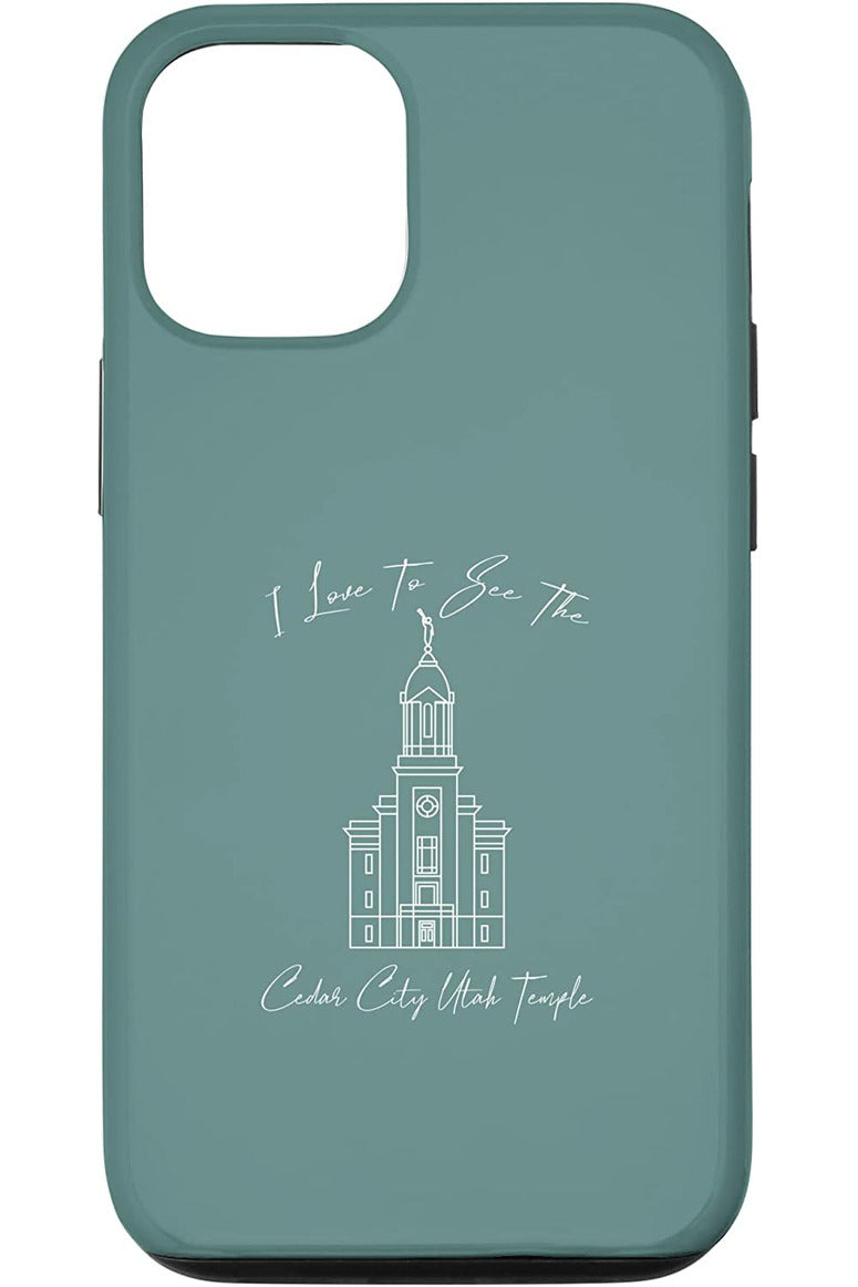 Cedar City Utah Temple Apple iPhone Cases - Calligraphy Style (English) US