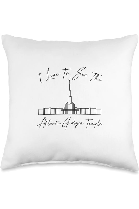 Atlanta Georgia Temple Throw Pillows - Calligraphy Style (English) US