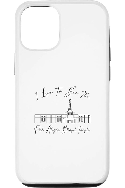 Porto Alegre Brazil Temple Apple iPhone Cases - Calligraphy Style (English) US