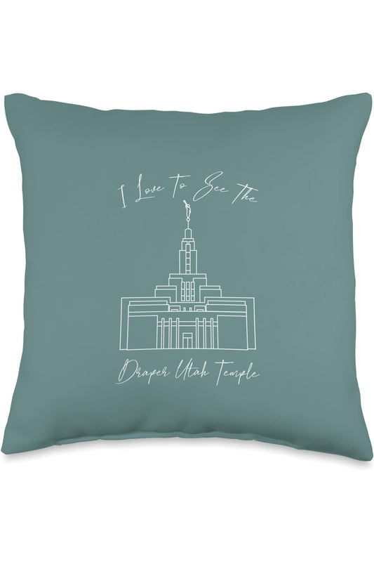 Draper Utah Temple Throw Pillows - Calligraphy Style (English) US