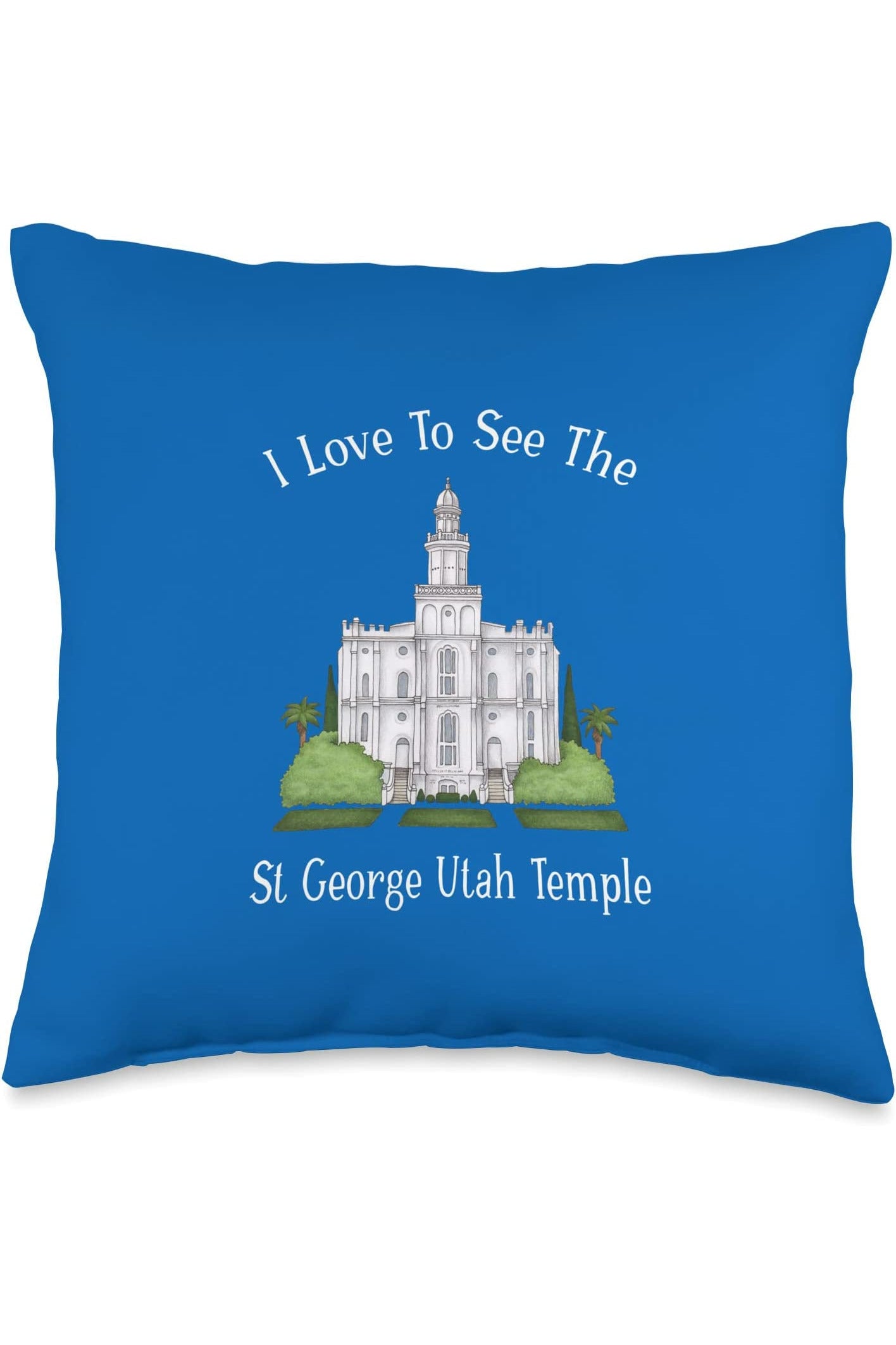 St George Utah Temple Throw Pillows - Happy Style (English) US