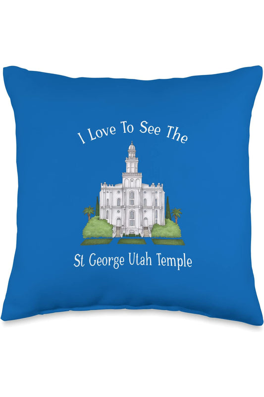 St George Utah Temple Throw Pillows - Happy Style (English) US
