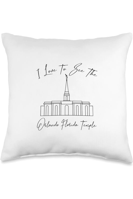 Orlando Florida Temple Throw Pillows - Calligraphy Style (English) US