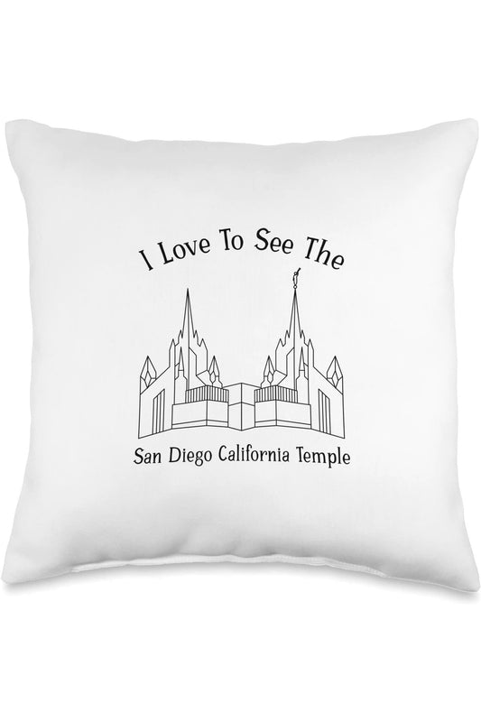 San Diego California Temple Throw Pillows - Happy Style (English) US