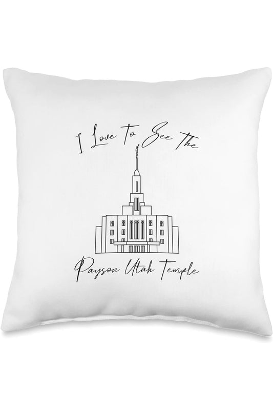 Payson Utah Temple Throw Pillows - Calligraphy Style (English) US