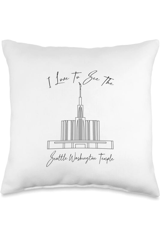 Seattle Washington Temple Throw Pillows - Calligraphy Style (English) US