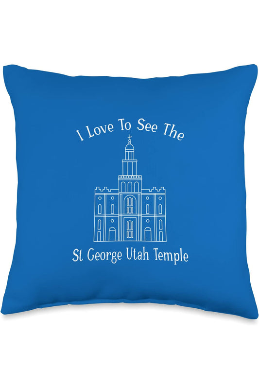 St George Utah Temple Throw Pillows - Happy Style (English) US