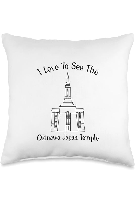 Okinawa Japan Temple Throw Pillows - Happy Style (English) US