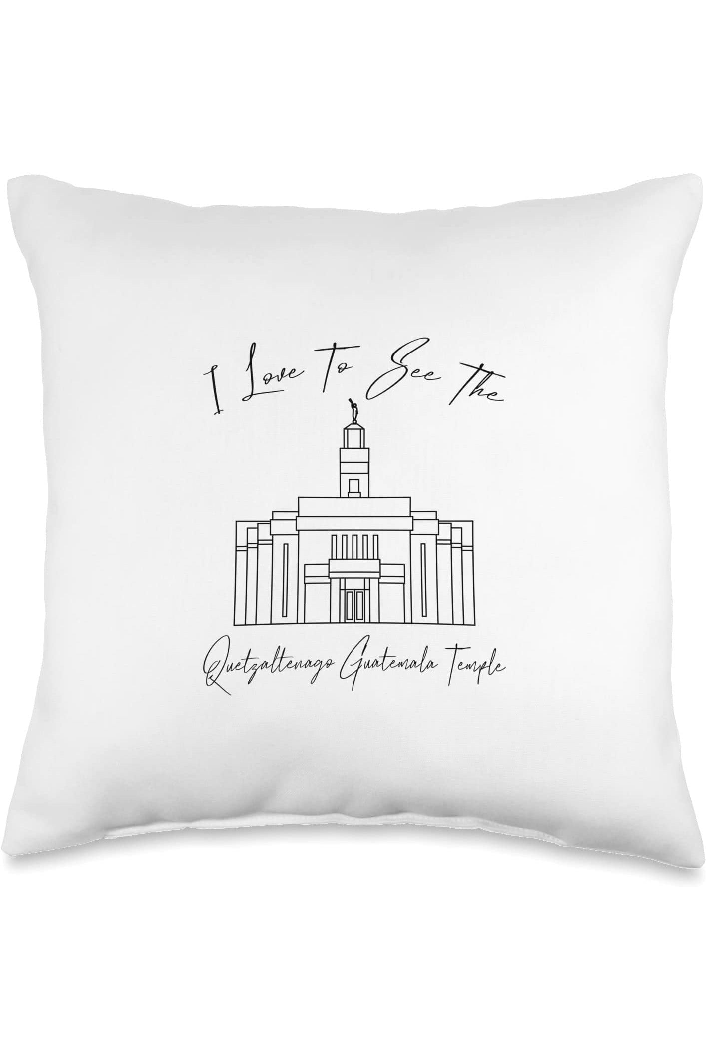 Quetzaltenango Guatemala Temple Throw Pillows - Calligraphy Style (English) US