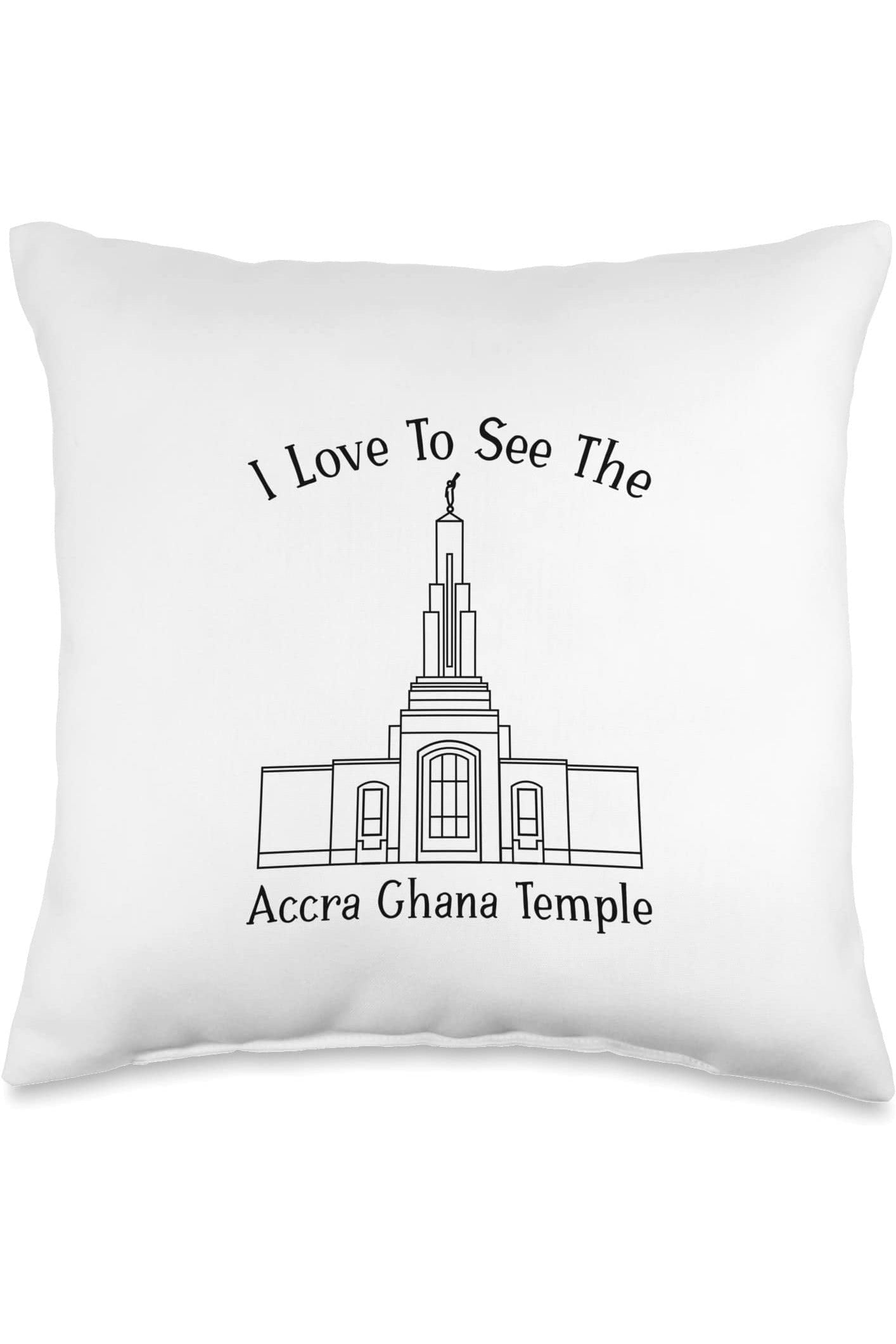 Accra Ghana Temple Throw Pillows - Happy Style (English) US