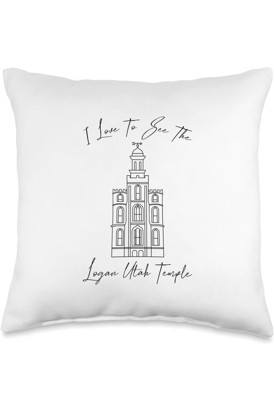 Logan Utah Temple Throw Pillows - Calligraphy Style (English) US