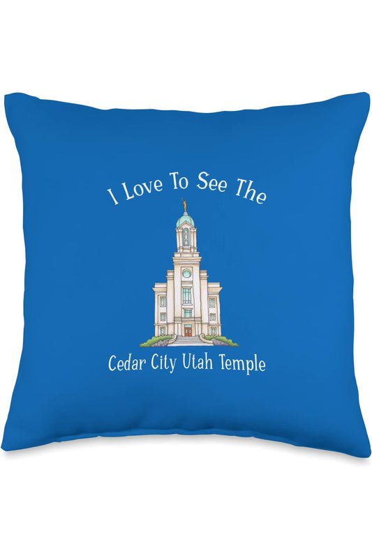 Cedar City Utah Temple Throw Pillows - Happy Style (English) US