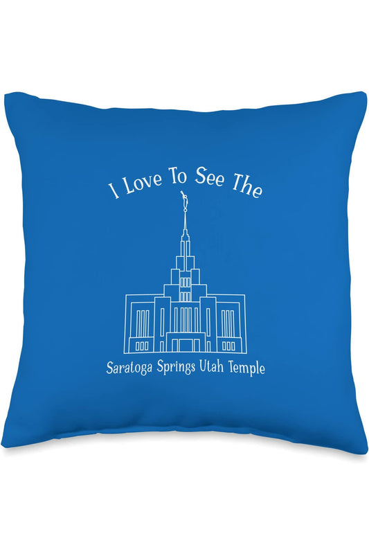 Saratoga Springs Utah Temple Throw Pillows - Happy Style (English) US