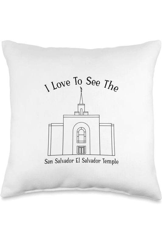 San Salvador El Salvador Temple Throw Pillows - Happy Style (English) US