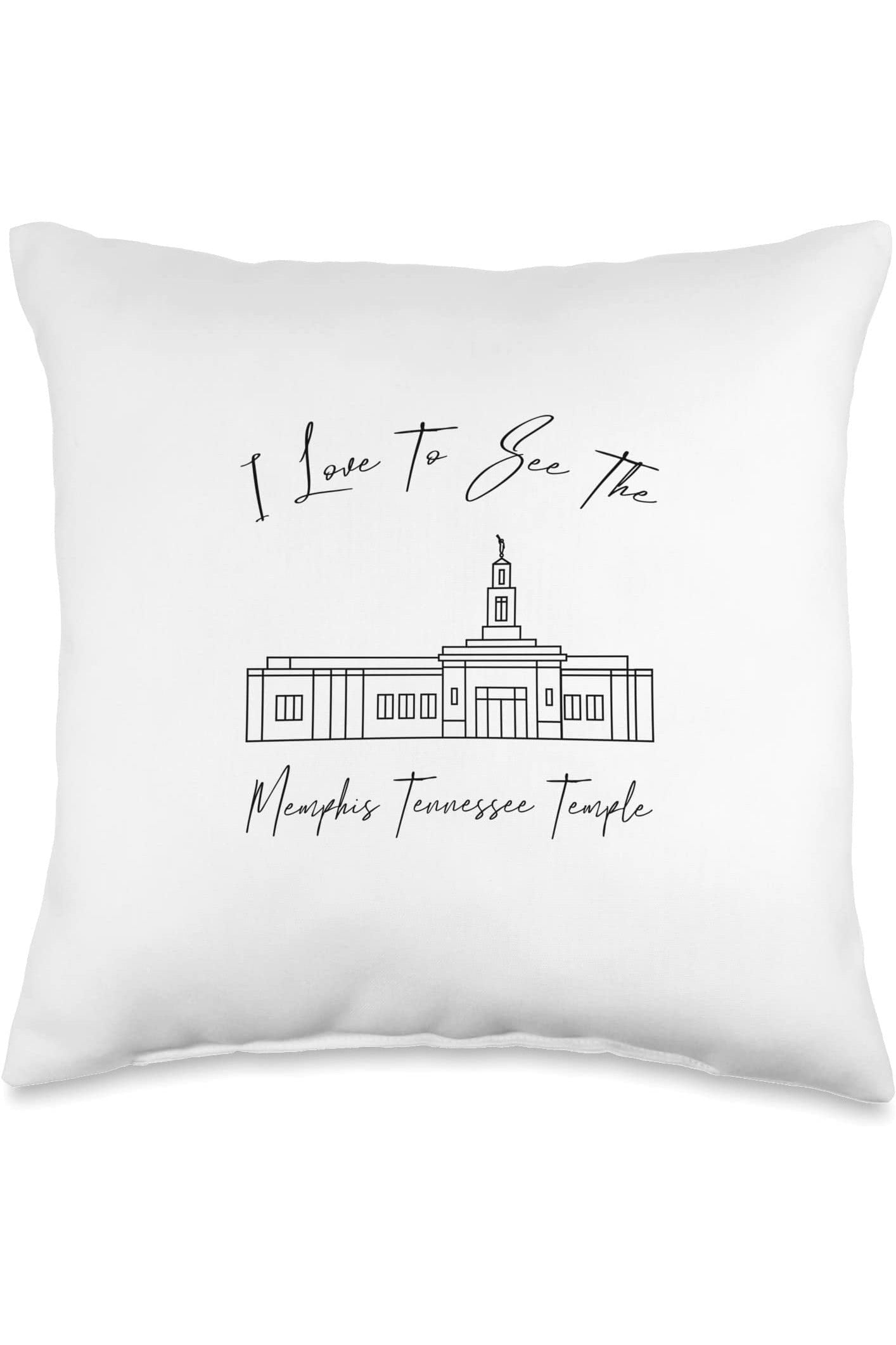 Memphis Tennessee Temple Throw Pillows - Calligraphy Style (English) US
