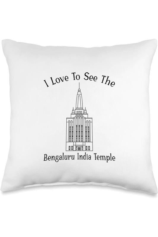 Bengaluru India Temple Throw Pillows - Happy Style (English) US