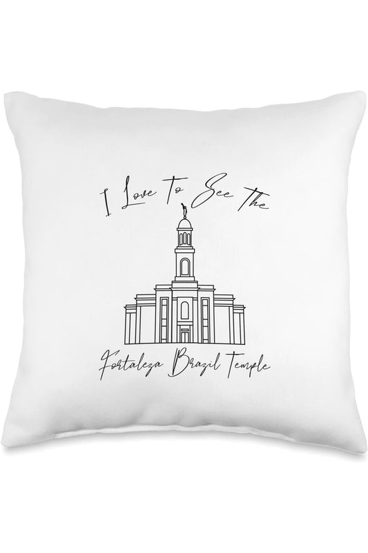 Fortaleza Brazil Temple Throw Pillows - Calligraphy Style (English) US
