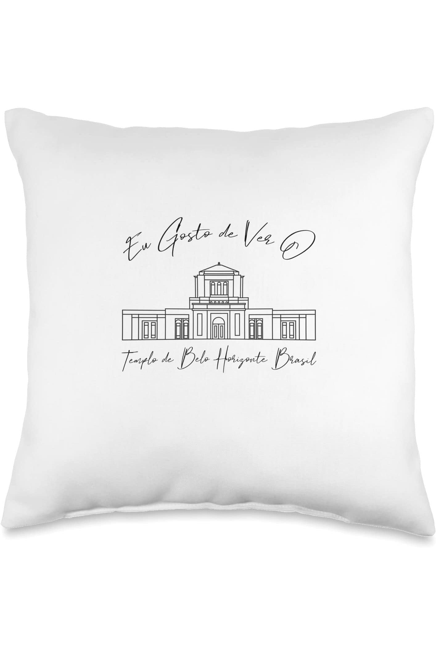 Belo Horizonte Brazil Temple Throw Pillows - Calligraphy Style (Portuguese) US