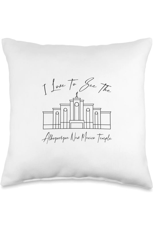 Albuquerque New Mexico Temple Throw Pillows - Calligraphy Style (English) US