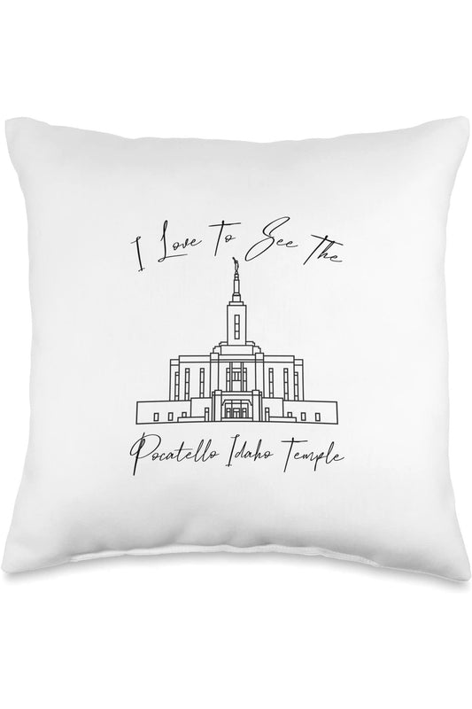 Pocatello Idaho Temple Throw Pillows - Calligraphy Style (English) US