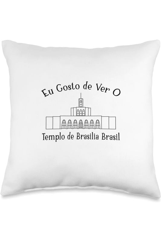 Brasilia Brazil Temple Throw Pillows - Happy Style (Portuguese) US
