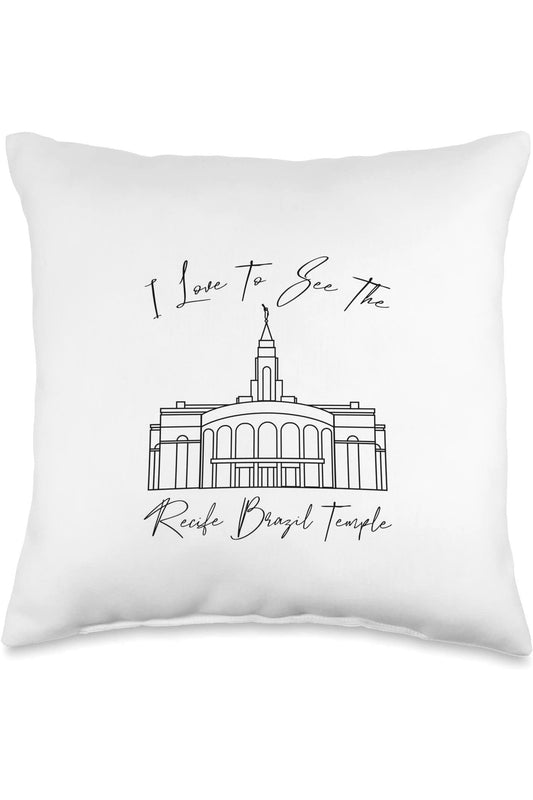 Recife Brazil Temple Throw Pillows - Calligraphy Style (English) US