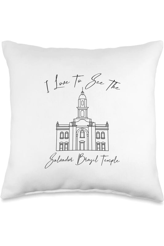 Salvador Brazil Temple Throw Pillows - Calligraphy Style (English) US