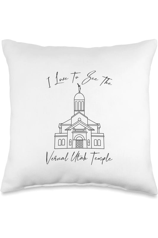 Vernal Utah Temple Throw Pillows - Calligraphy Style (English) US