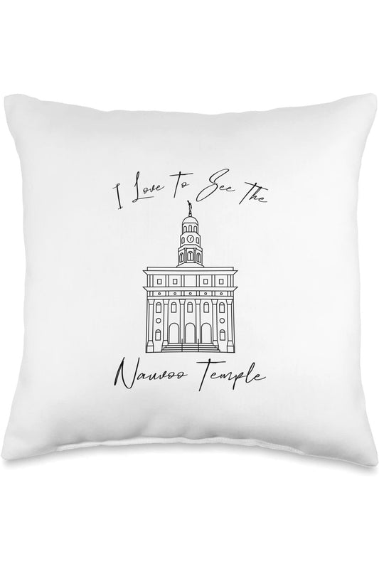 Nauvoo Illinois Temple Throw Pillows - Calligraphy Style (English) US