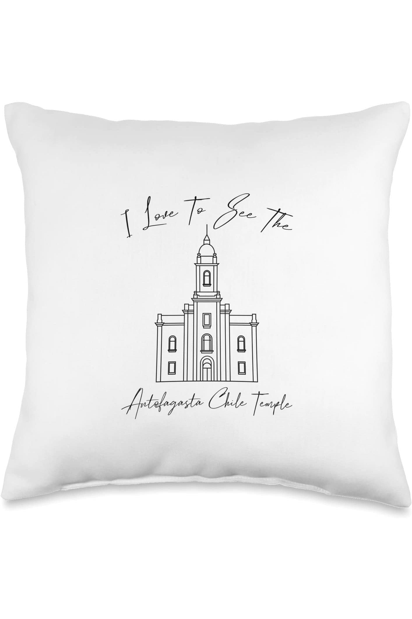 Antofagasta Chile Temple Throw Pillows - Calligraphy Style (English) US