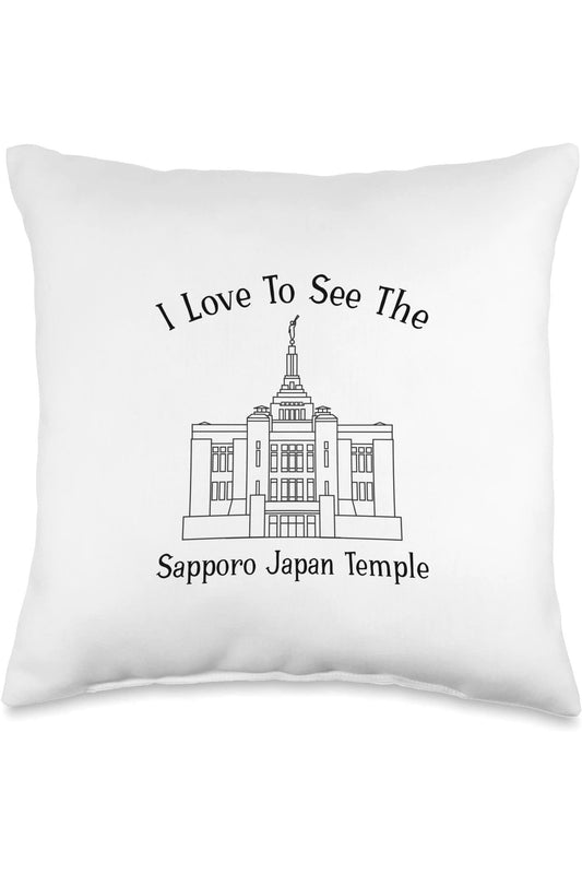Sapporo Japan Temple Throw Pillows - Happy Style (English) US