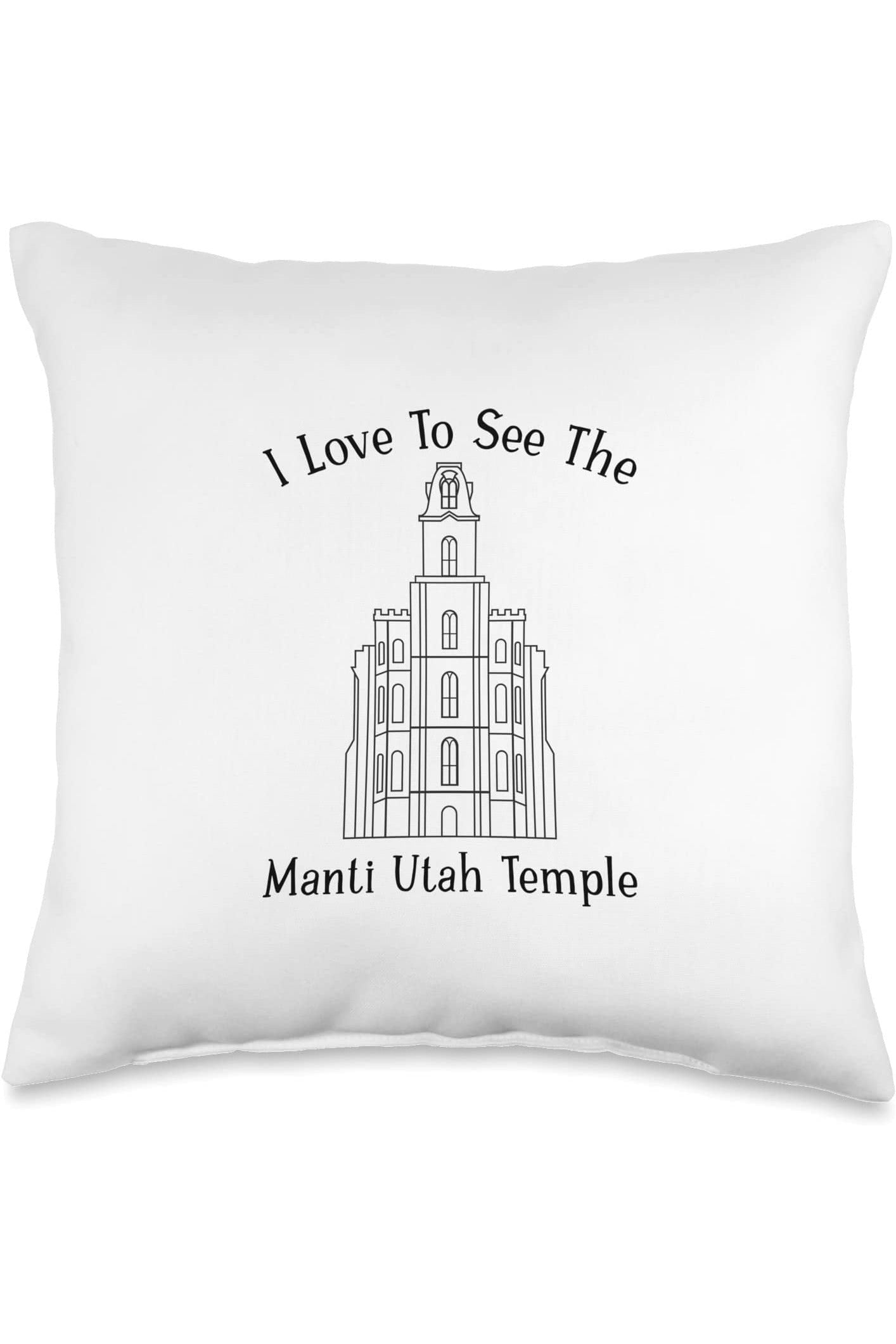 Manti Utah Temple Throw Pillows - Happy Style (English) US