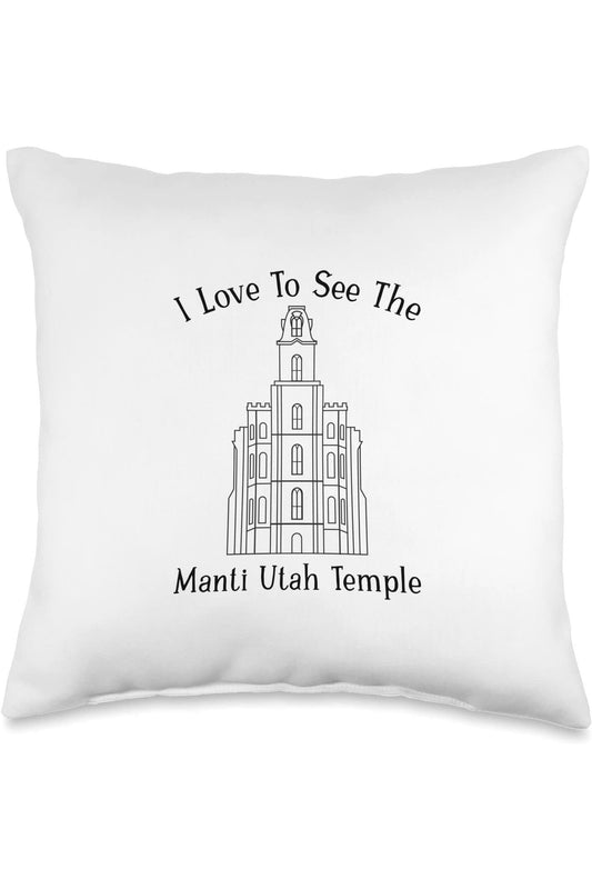 Manti Utah Temple Throw Pillows - Happy Style (English) US