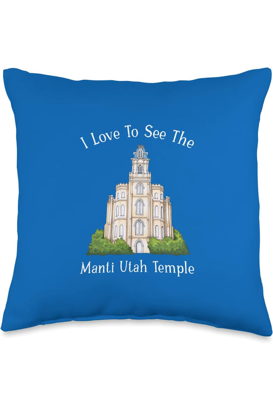 Manti Utah Temple Throw Pillows - Happy Style (English) US