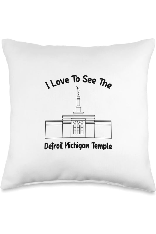 Detroit Michigan Temple Throw Pillows - Primary Style (English) US
