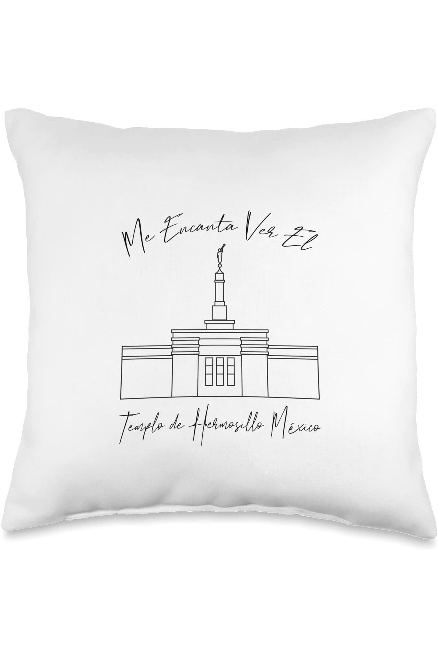 Hermosillo Mexico Temple Throw Pillows - Calligraphy Style (Spanish) US