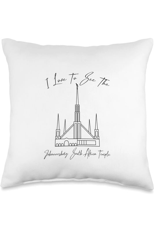 Johannesburg South Africa Temple Throw Pillows - Calligraphy Style (English) US