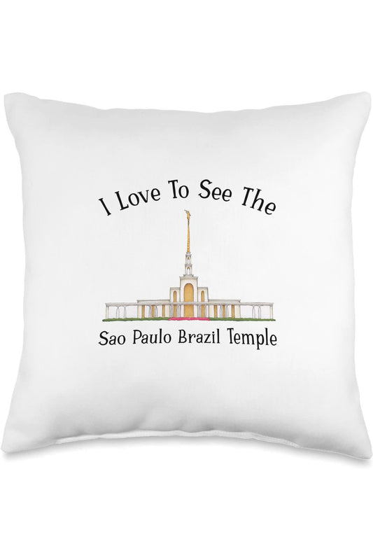 Sao Paulo Brazil Temple Throw Pillows - Happy Style (English) US