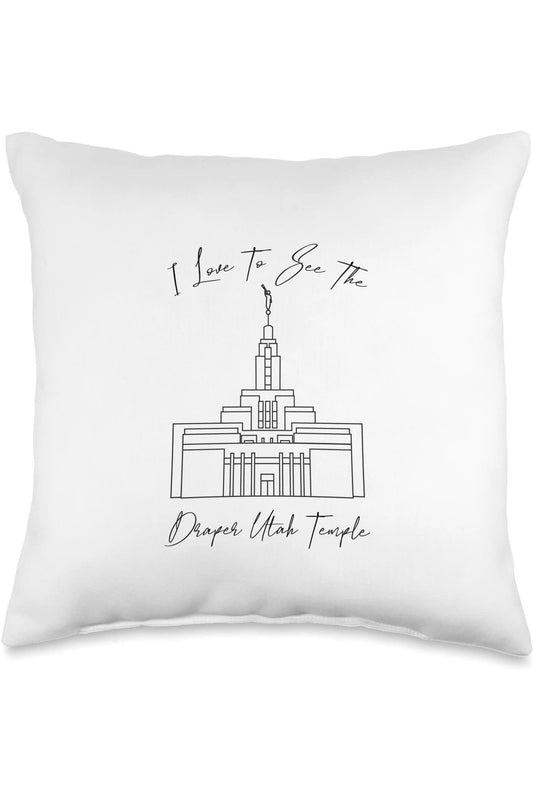 Draper Utah Temple Throw Pillows - Calligraphy Style (English) US