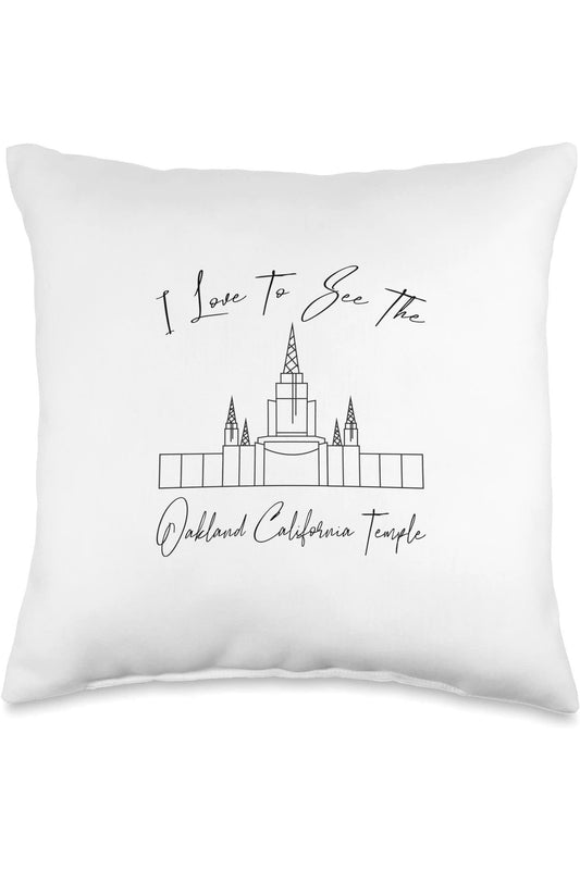 Oakland California Temple Throw Pillows - Calligraphy Style (English) US