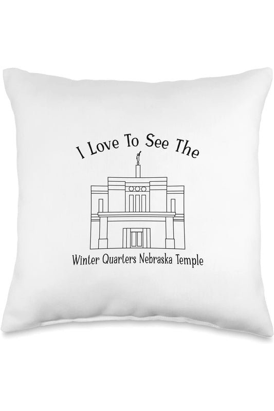 Winter Quarters Nebraska Temple Throw Pillows - Happy Style (English) US